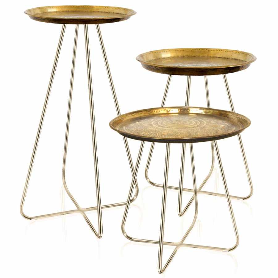 Mineheart New Casablanca Side Tables - Set of 3 - Brass