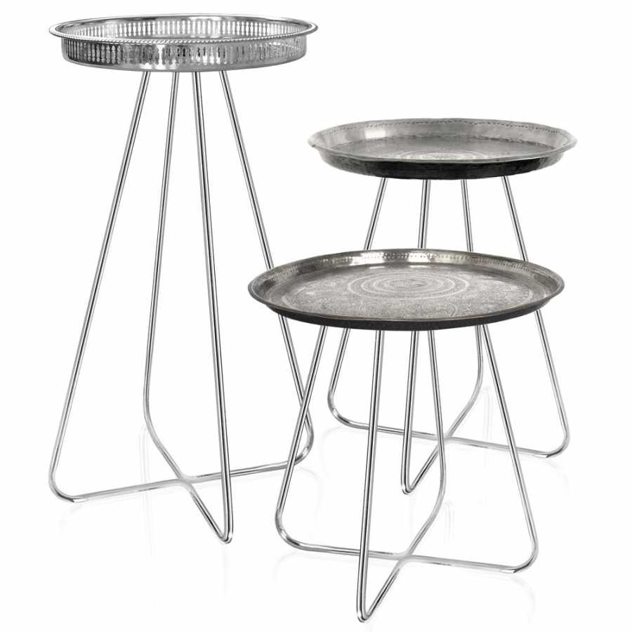 Mineheart New Casablanca Side Tables - Set of 3 - Silver