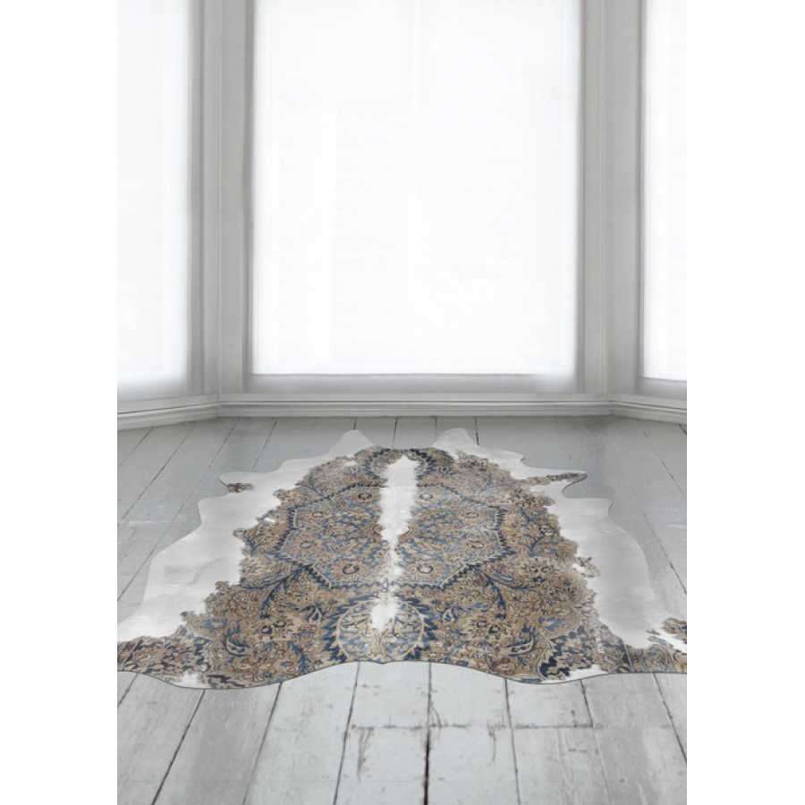 Mineheart Persian Cowhide Rug - Blue and Brown