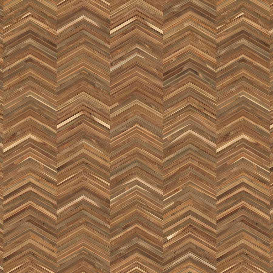 NLXL Timber Strips Teak On Teak Chevron TIM-06 Wallpaper