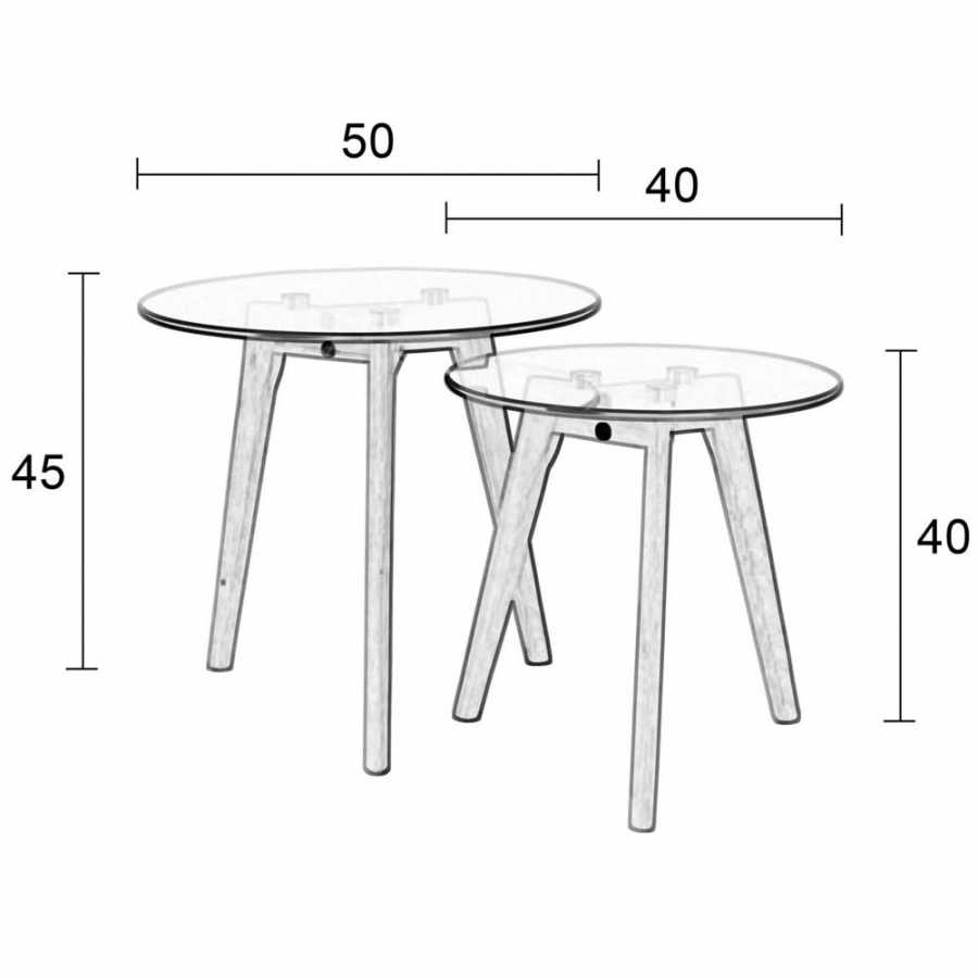 Naken Interiors Bror Side Tables - Set of 2 - Diagram