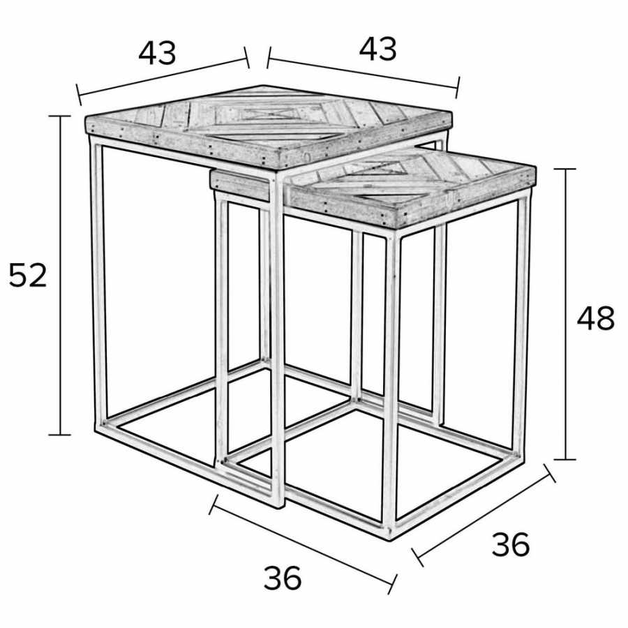 Naken Interiors Joy Side Tables - Set of 2 - Diagram