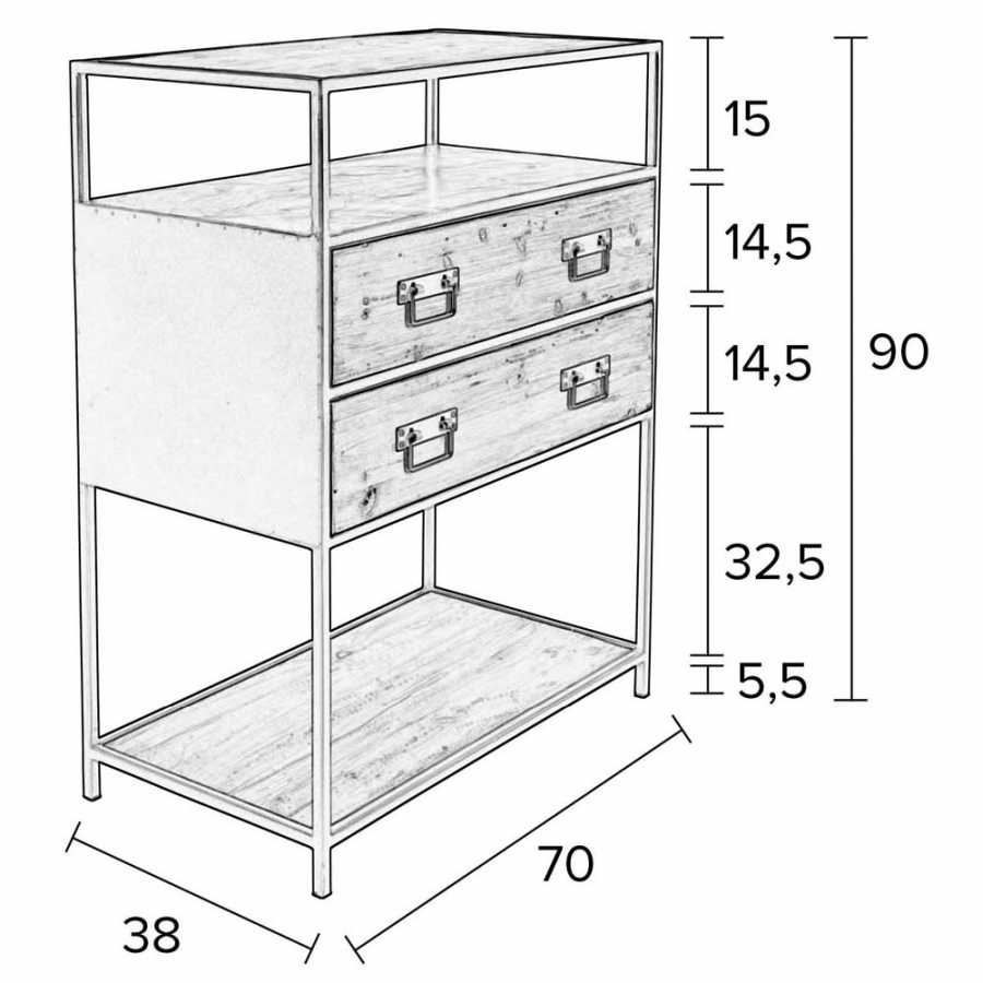 Naken Interiors Samuel Console Table - Diagram