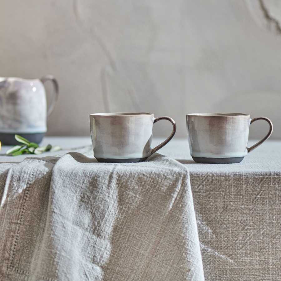 Nkuku Edo Short Mugs - Set of 2 - Grey