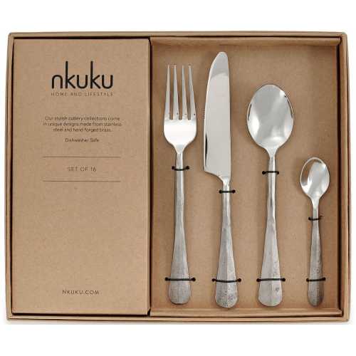 Nkuku Osko Cutlery - Set of 16 - Silver