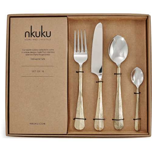 Nkuku Osko Cutlery - Set of 16 - Gold