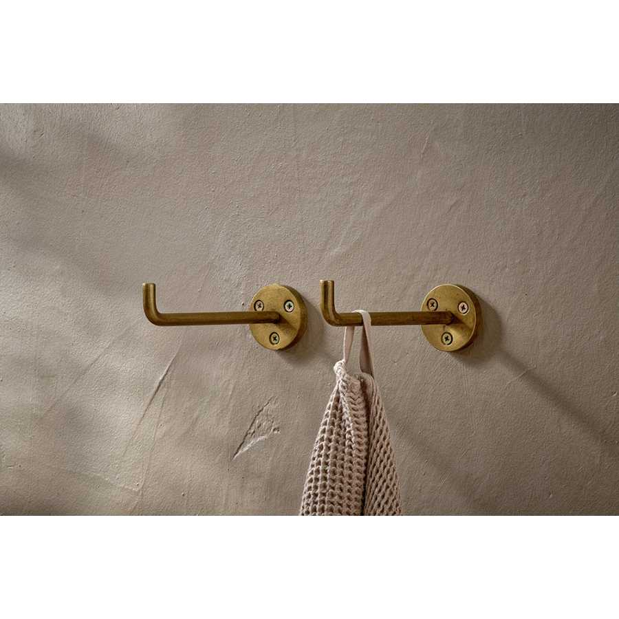 Nkuku Aniko Long Wall Hooks - Set of 2 - Brass