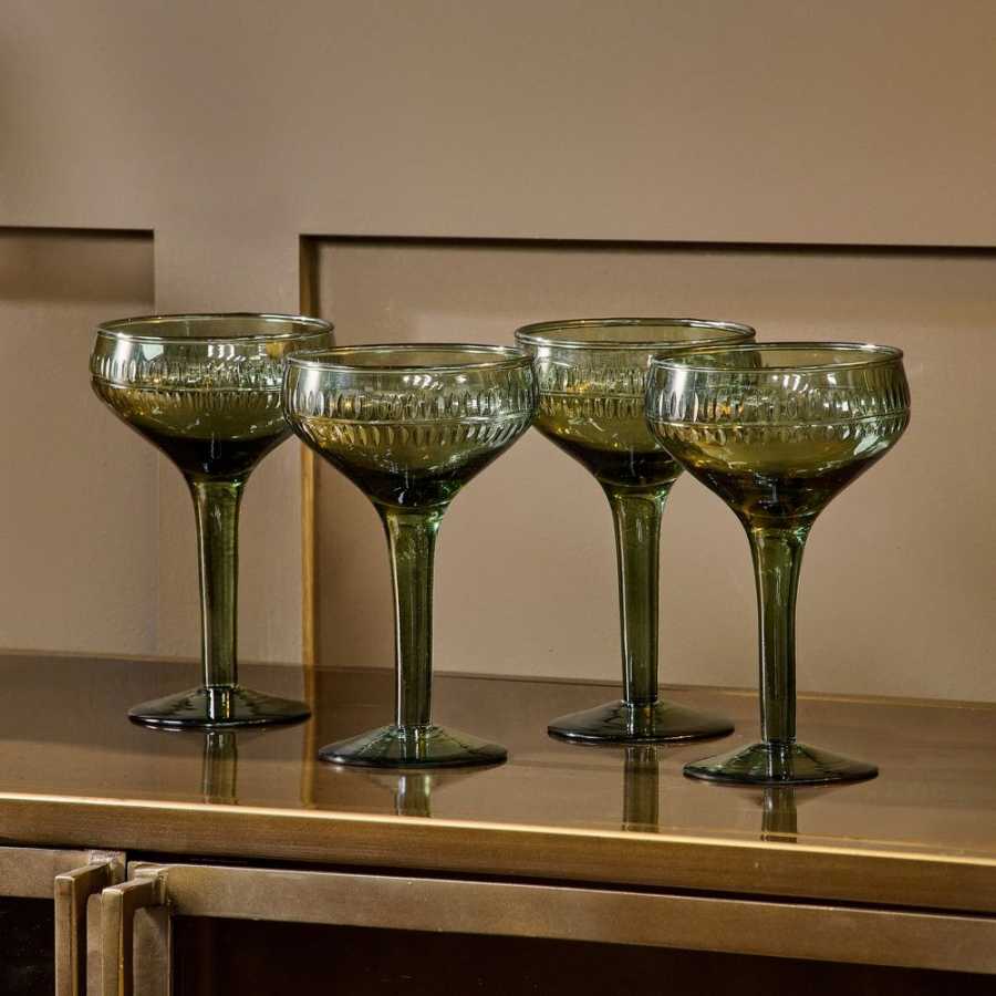 Nkuku Mila Champagne Glasses - Set of 4 - Green