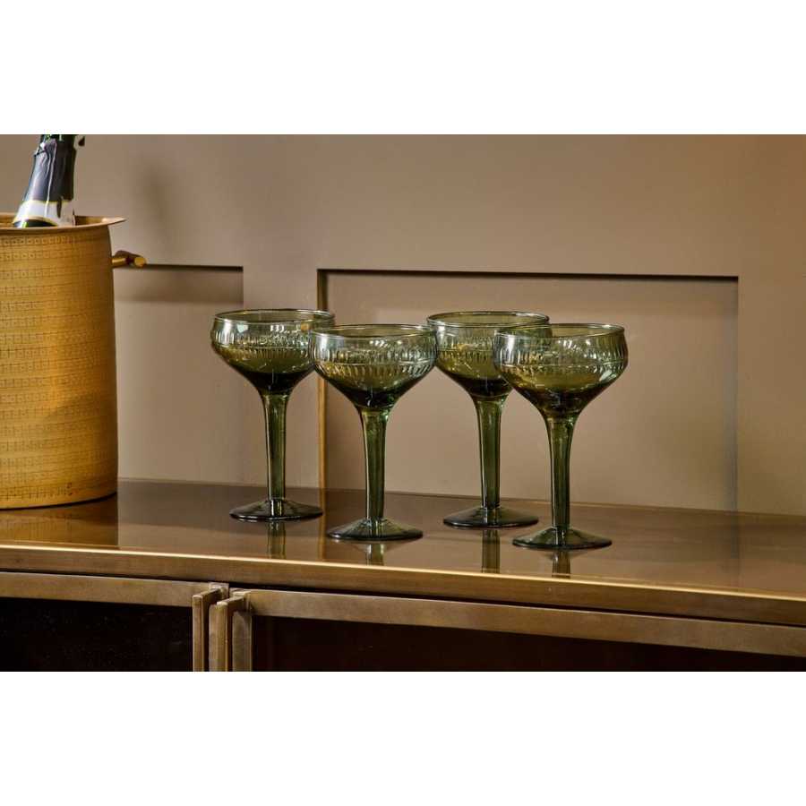 Nkuku Mila Champagne Glasses - Set of 4 - Green