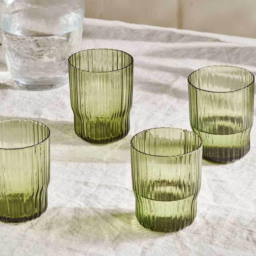 Nkuku Fali Glasses - Set of 4 - Olive Green