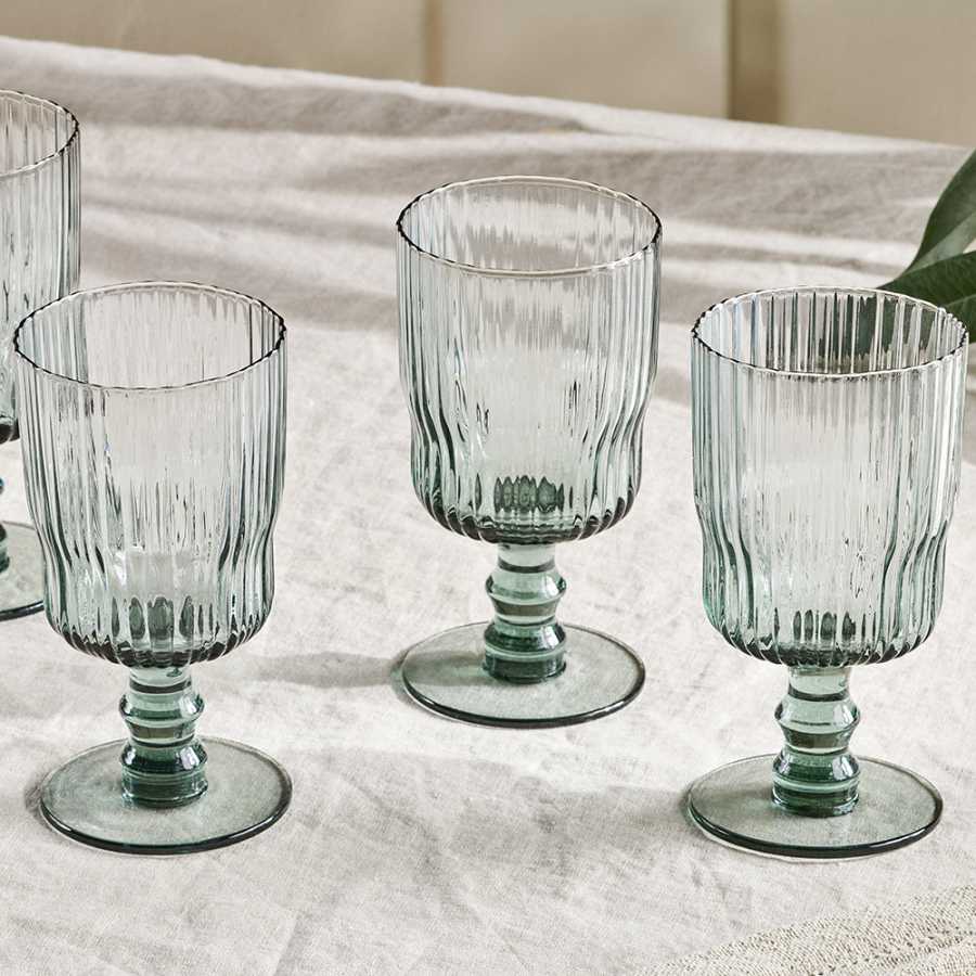 Nkuku Fali Wine Glasses - Set of 4 - Blue
