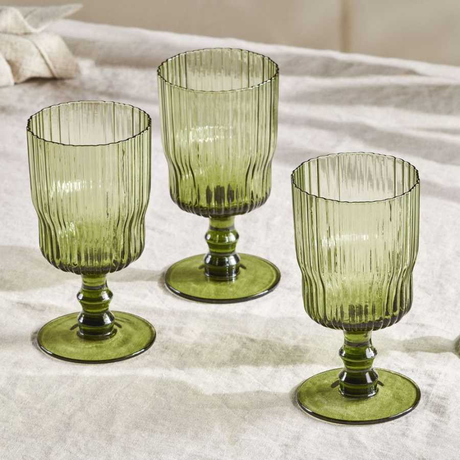 Nkuku Fali Wine Glasses - Set of 4 - Olive Green