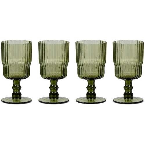 Nkuku Fali Wine Glasses - Set of 4 - Olive Green