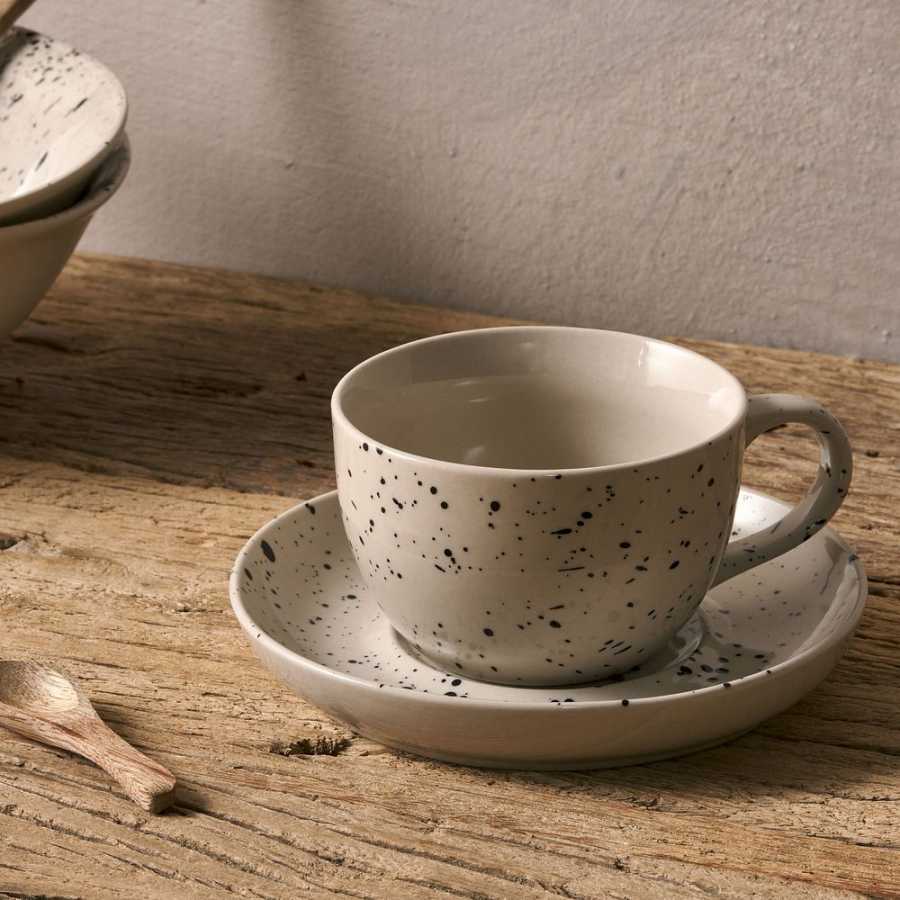 Nkuku Ama Tea Cup & Saucer - Black & White