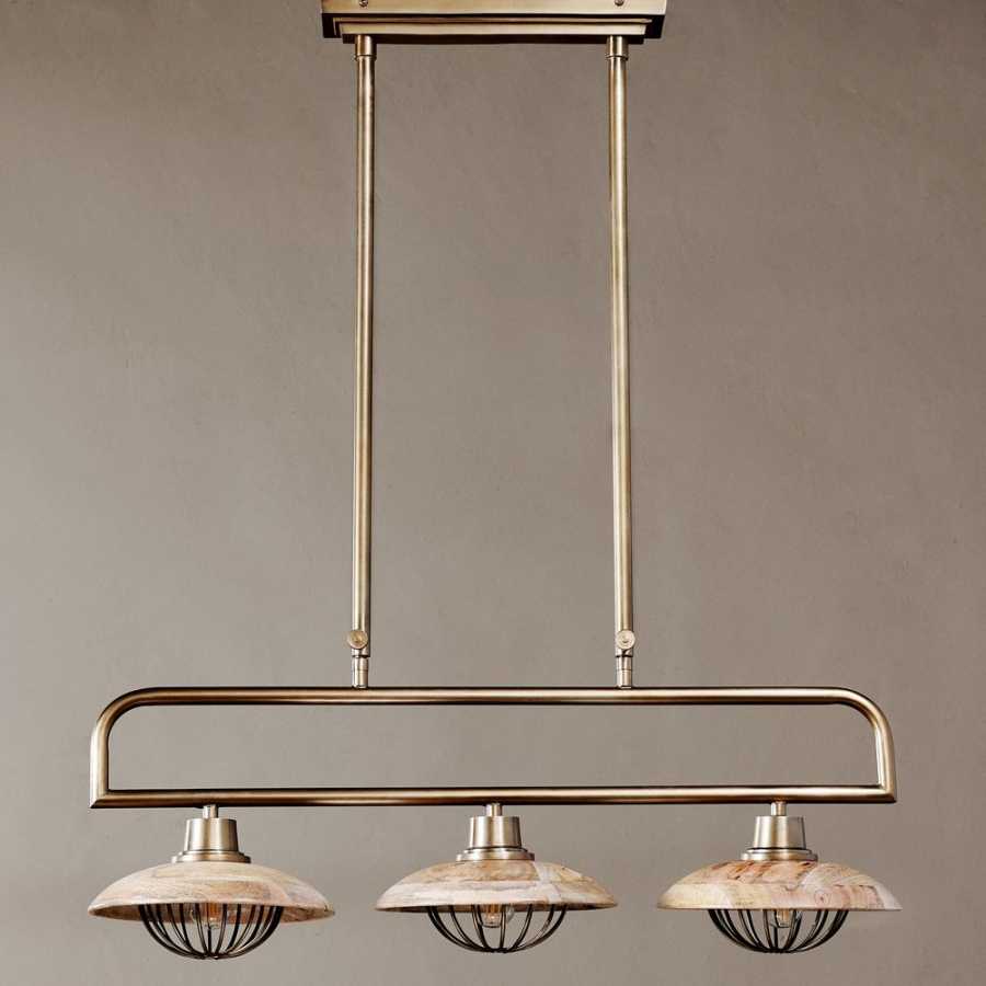 Nkuku Chakai 3 Pendant Light - Natural & Antique Brass