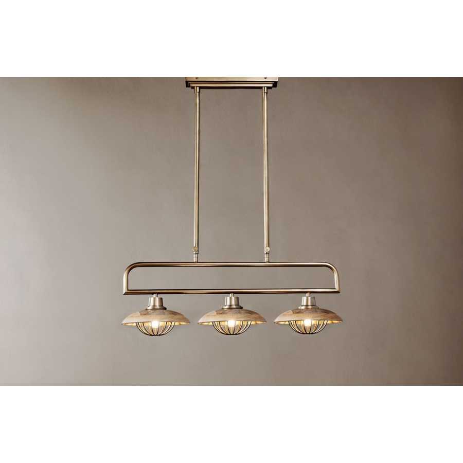 Nkuku Chakai 3 Pendant Light - Natural & Antique Brass