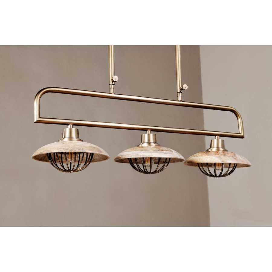 Nkuku Chakai 3 Pendant Light - Natural & Antique Brass