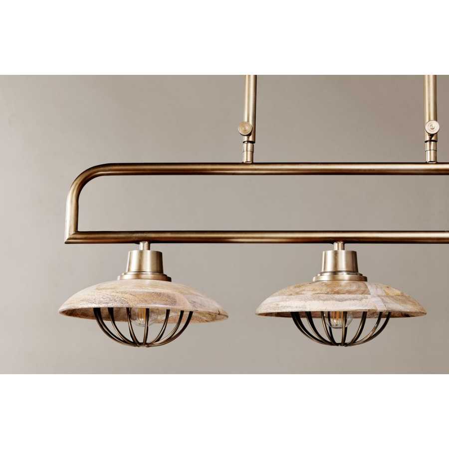 Nkuku Chakai 3 Pendant Light - Natural & Antique Brass