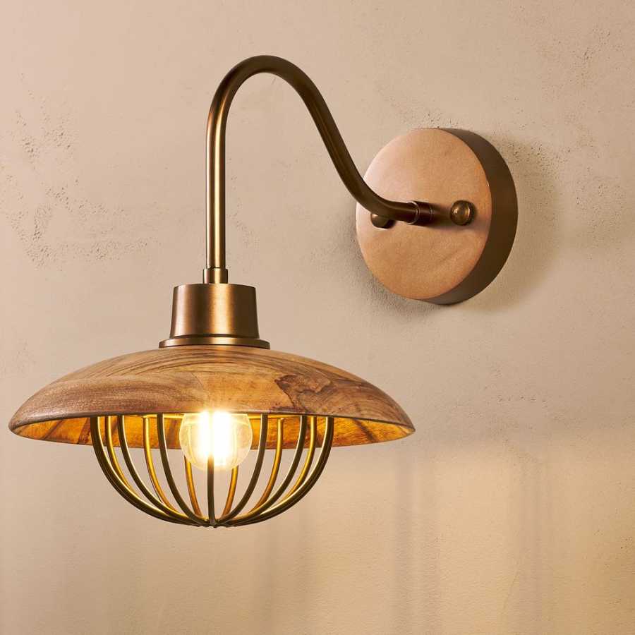 Nkuku Chakai Wall Light - Natural & Antique Brass