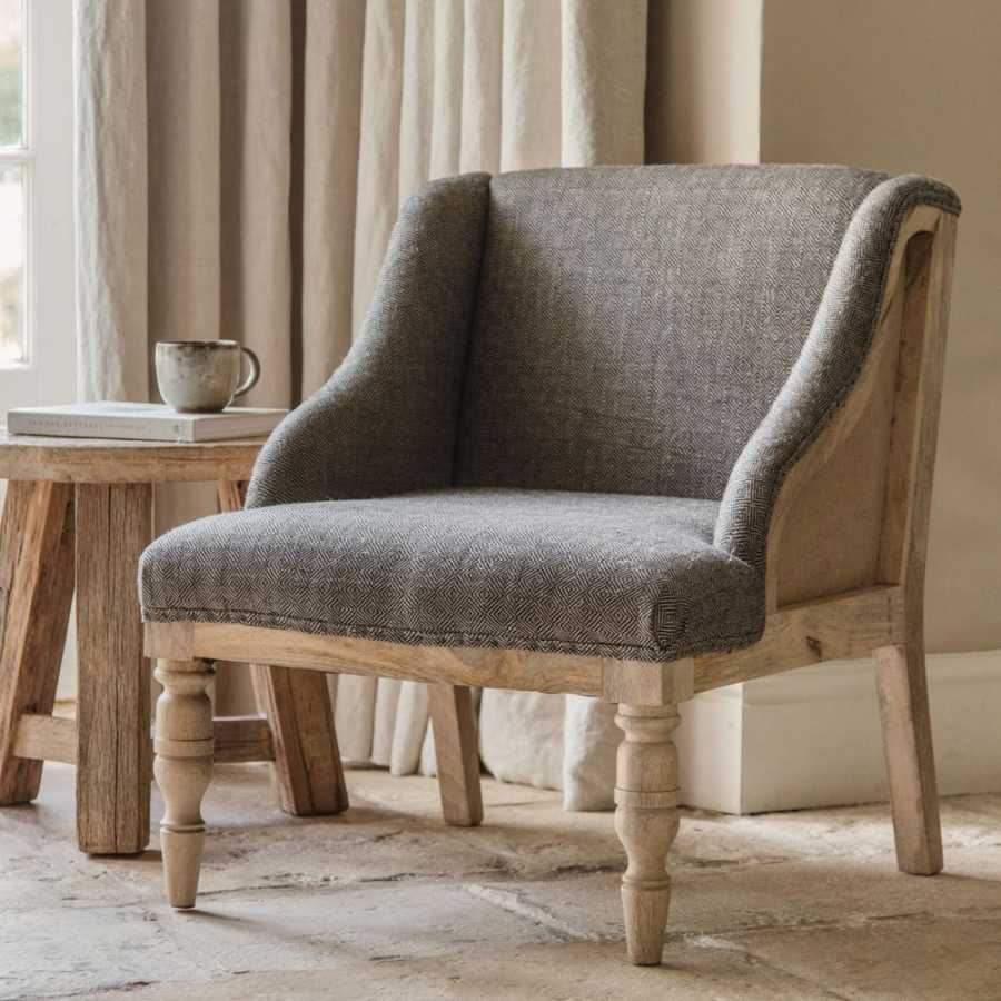 Nkuku Elbu Armchair - Jacquard Charcoal