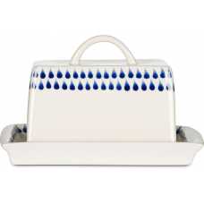 Nkuku Indigo Drop Butter Dish - Cream & Indigo