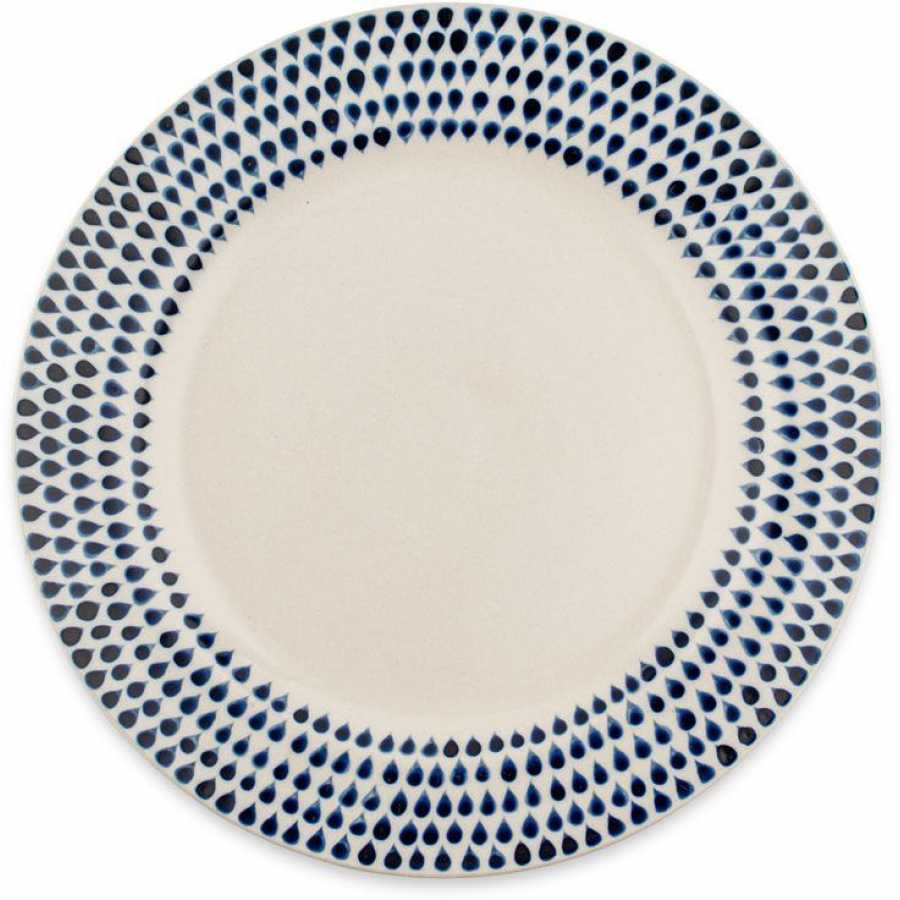 Nkuku Indigo Drop Dinner Set - Set of 12 - Cream & Indigo