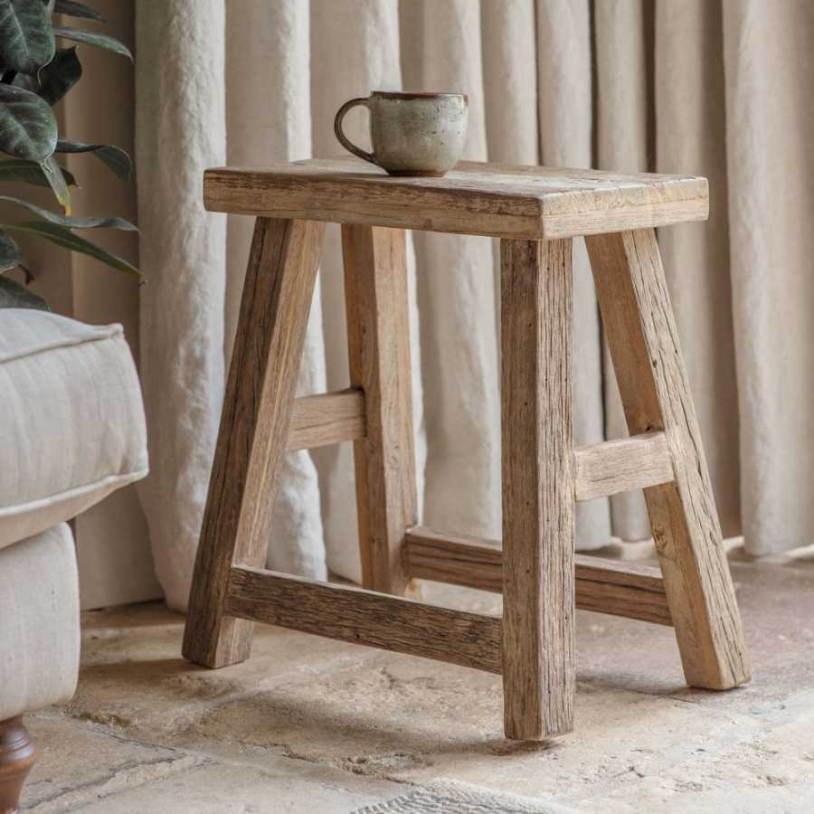 Nkuku Ibo Side Table & Low Stool - Natural