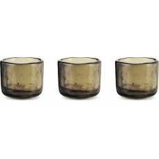 Nkuku Irda Tealight Holders - Set of 3 - Smoke Brown