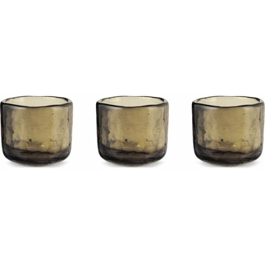 Nkuku Irda Tealight Holders - Set of 3 - Smoke Brown