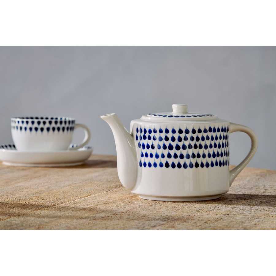 Nkuku Indigo Drop Teapot - Cream & Indigo