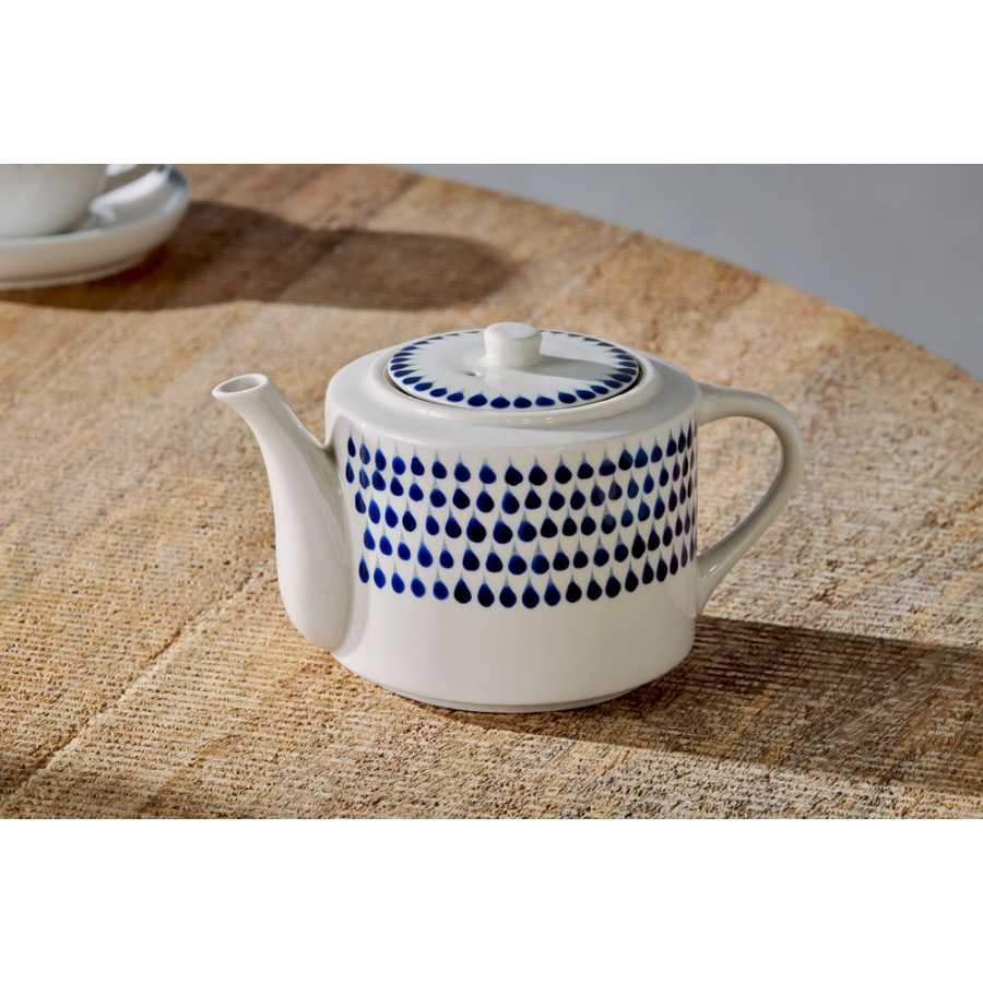 Nkuku Indigo Drop Teapot - Cream & Indigo