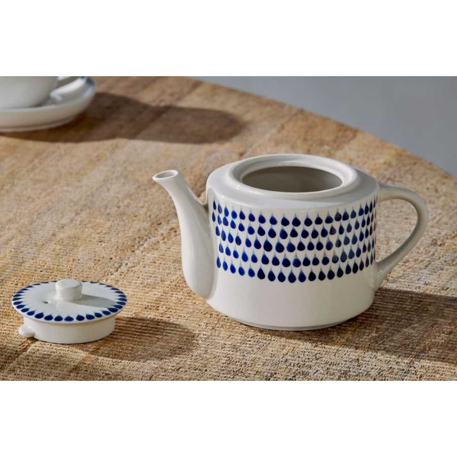 Nkuku Indigo Drop Teapot - Cream & Indigo