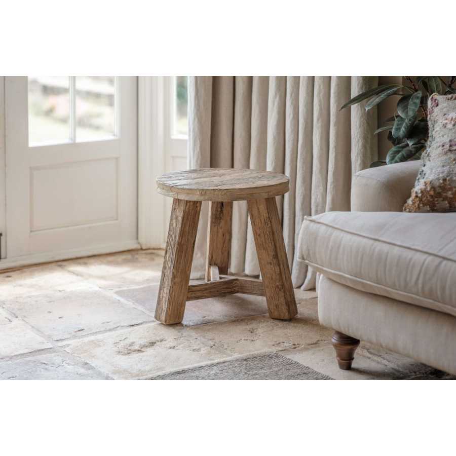 Nkuku Ibo Round Side Table & Low Stool - Natural