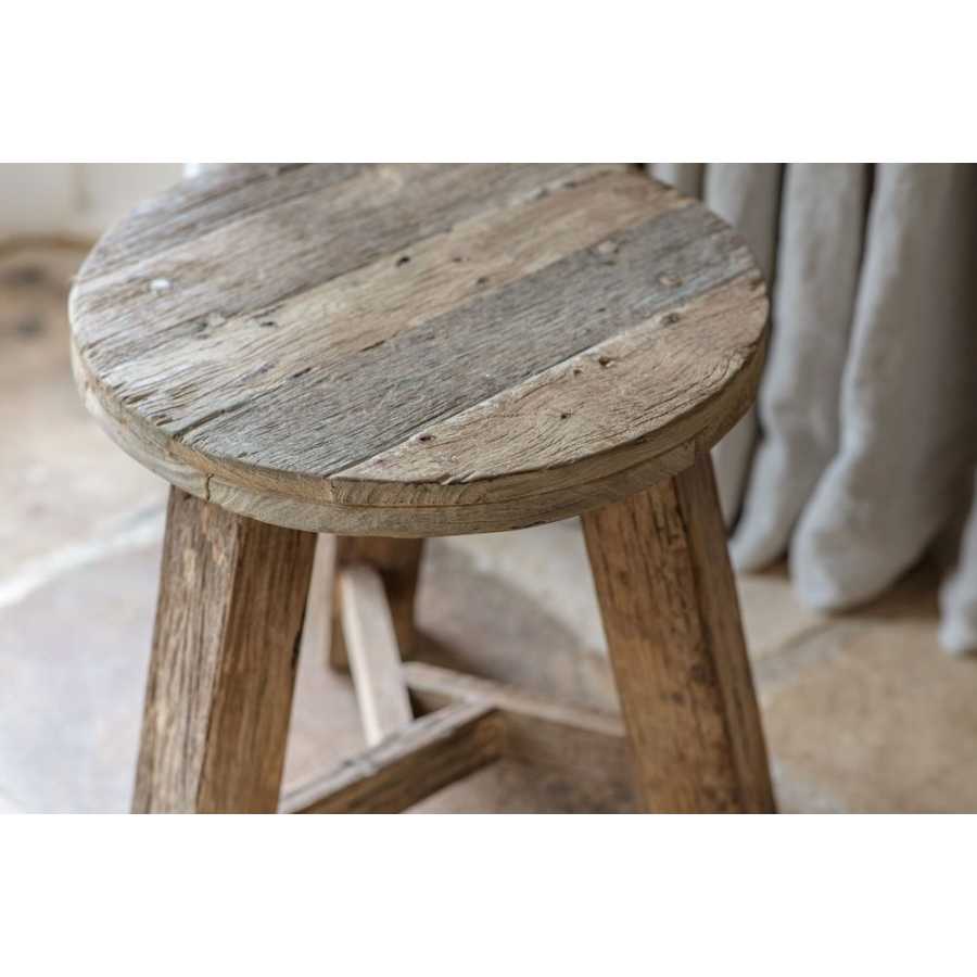 Nkuku Ibo Round Side Table & Low Stool - Natural