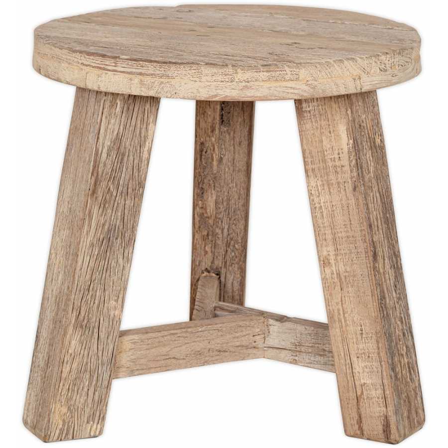 Nkuku Ibo Round Side Table & Low Stool - Natural