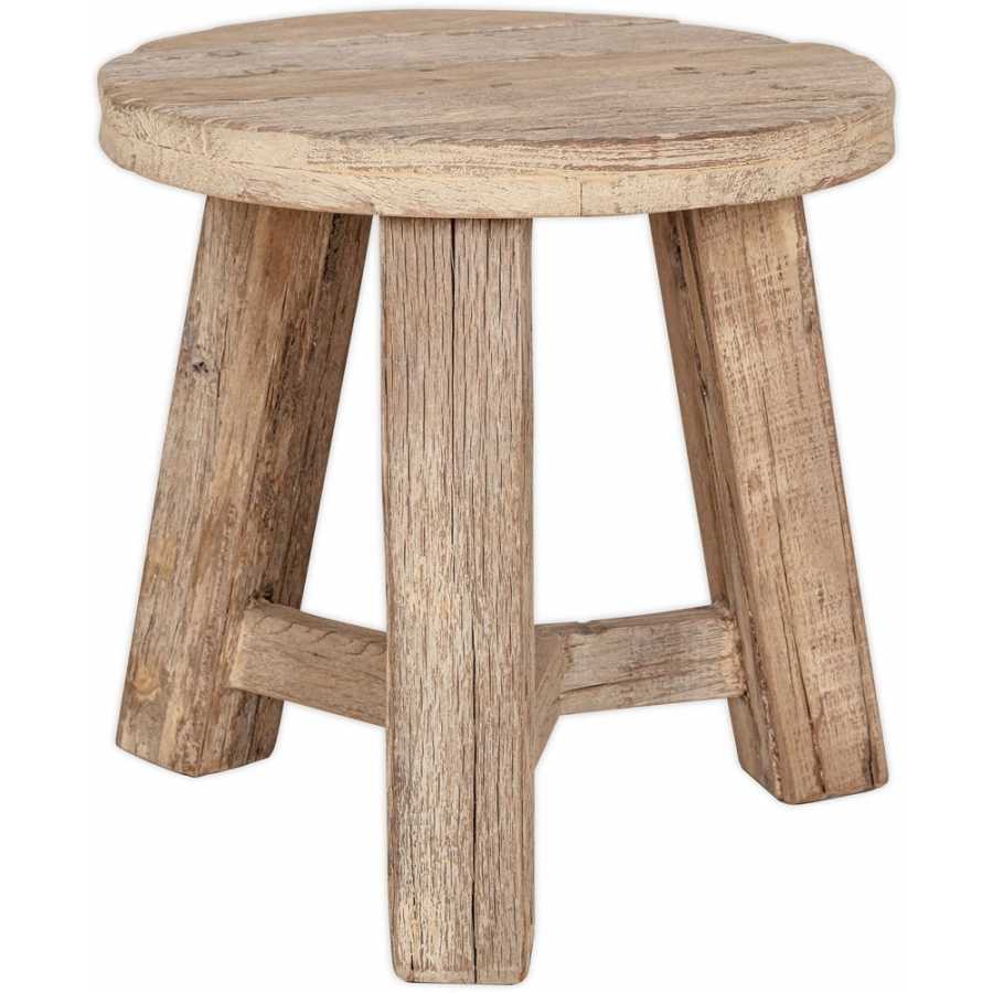 Nkuku Ibo Round Side Table & Low Stool - Natural