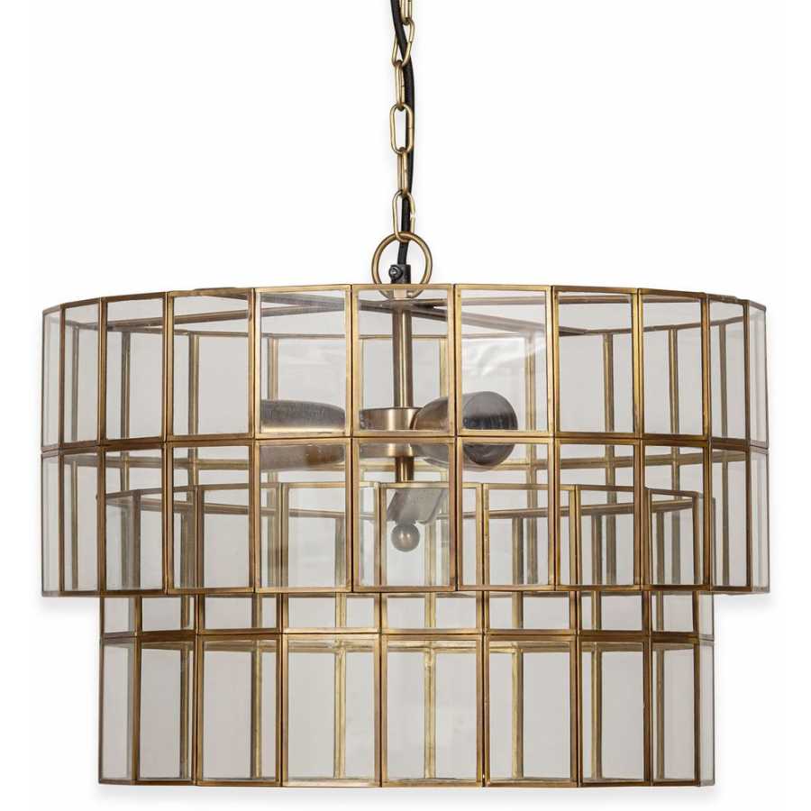 Nkuku Kirindi Chandelier - Clear & Antique Brass