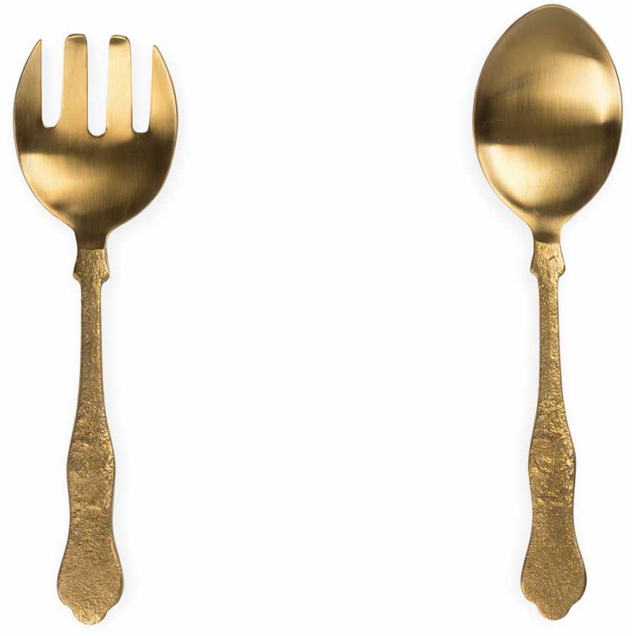 Nkuku Khana Salad Servers - Set of 2 - Brushed Gold