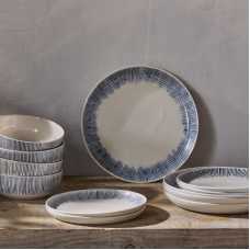 Nkuku Karuma Dinner Set - Set of 12 - Blue & White