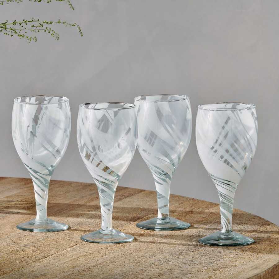 Nkuku Lohara Wine Glasses - Set of 4 - White