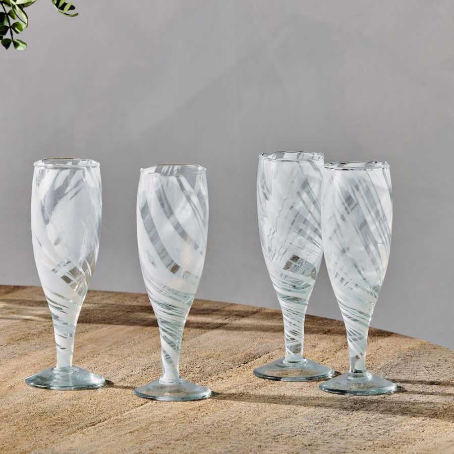 Nkuku Lohara Champagne Flutes - Set of 4 - White