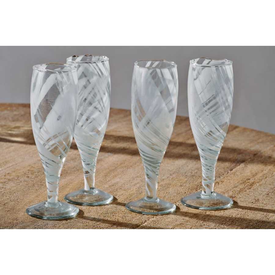 Nkuku Lohara Champagne Flutes - Set of 4 - White