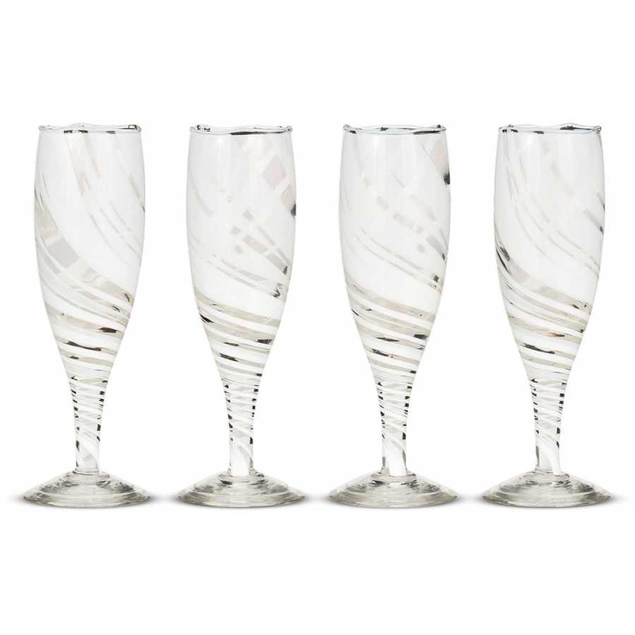 Nkuku Lohara Champagne Flutes - Set of 4 - White