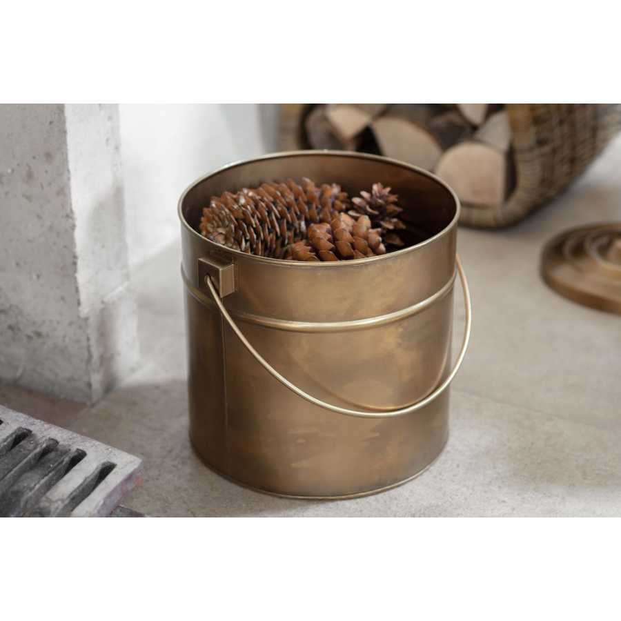 Nkuku Mosat Fireside Bucket - Antique Brass