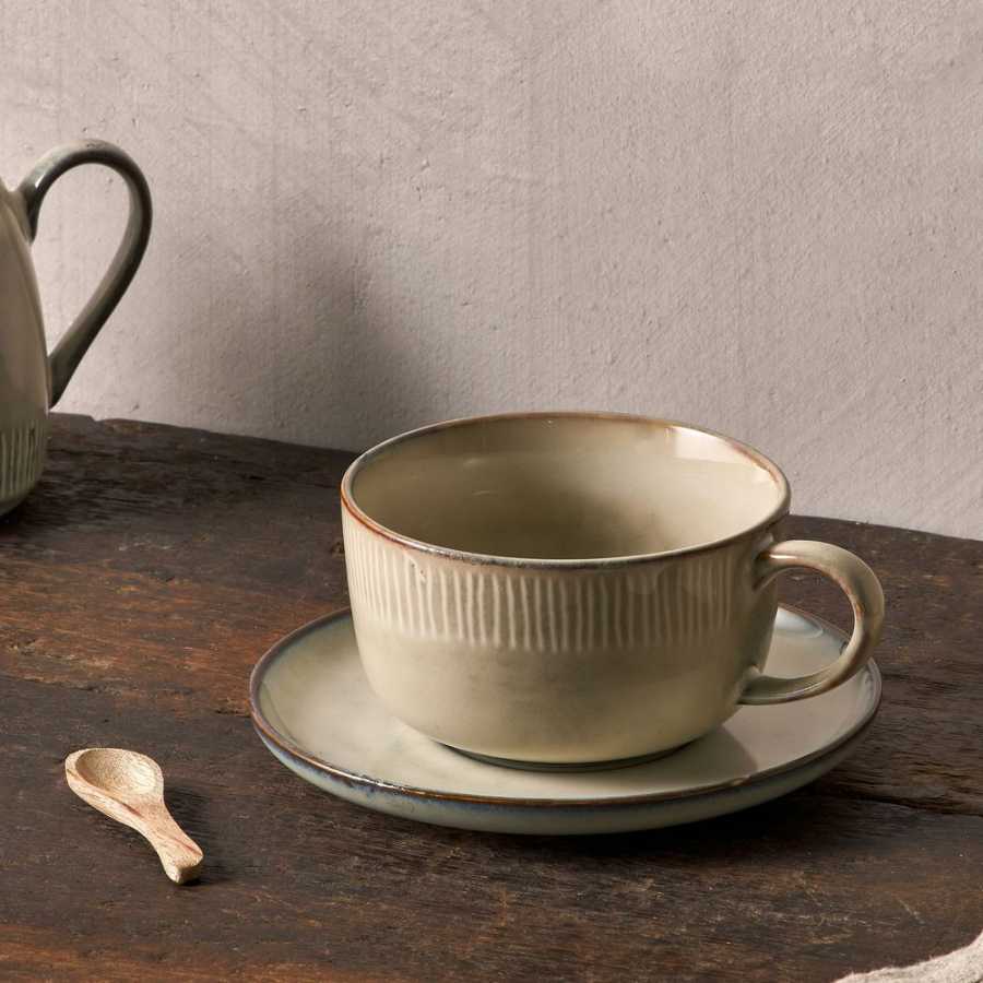 Nkuku Malia Tea Cup & Saucer - Cream