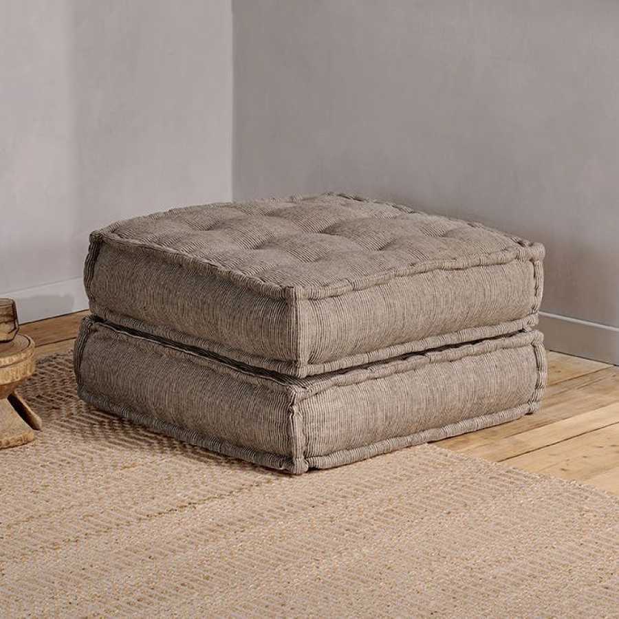 Nkuku Nadeeka Footstool Module - Soft Grey