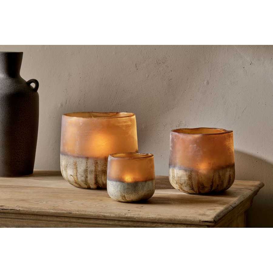 Nkuku Ngolo Tealight Holder - Amber - Small