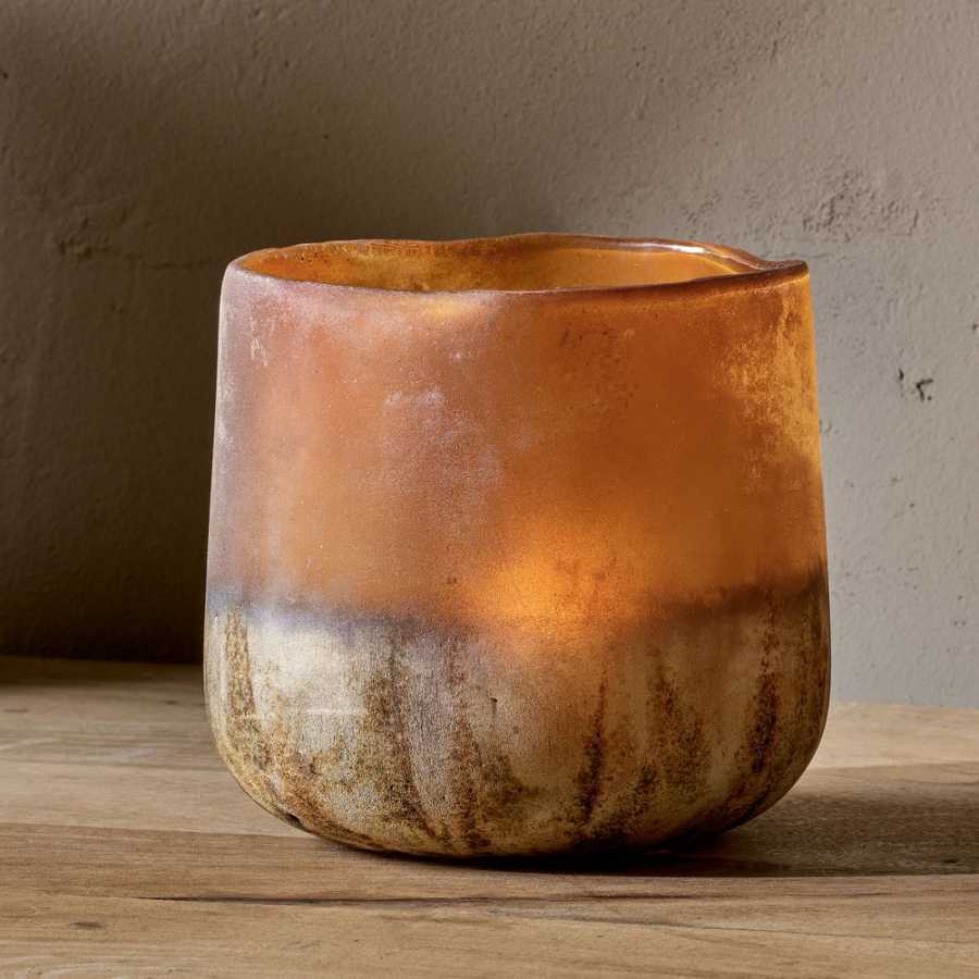 Nkuku Ngolo Tealight Holder - Amber - Medium