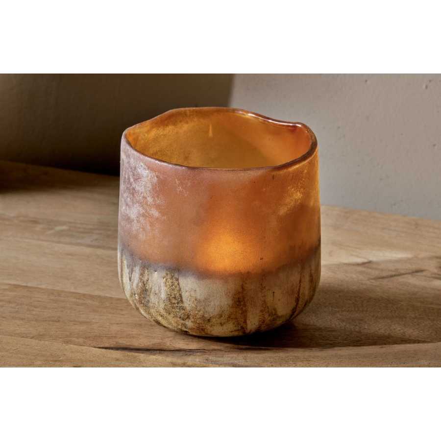 Nkuku Ngolo Tealight Holder - Amber - Medium