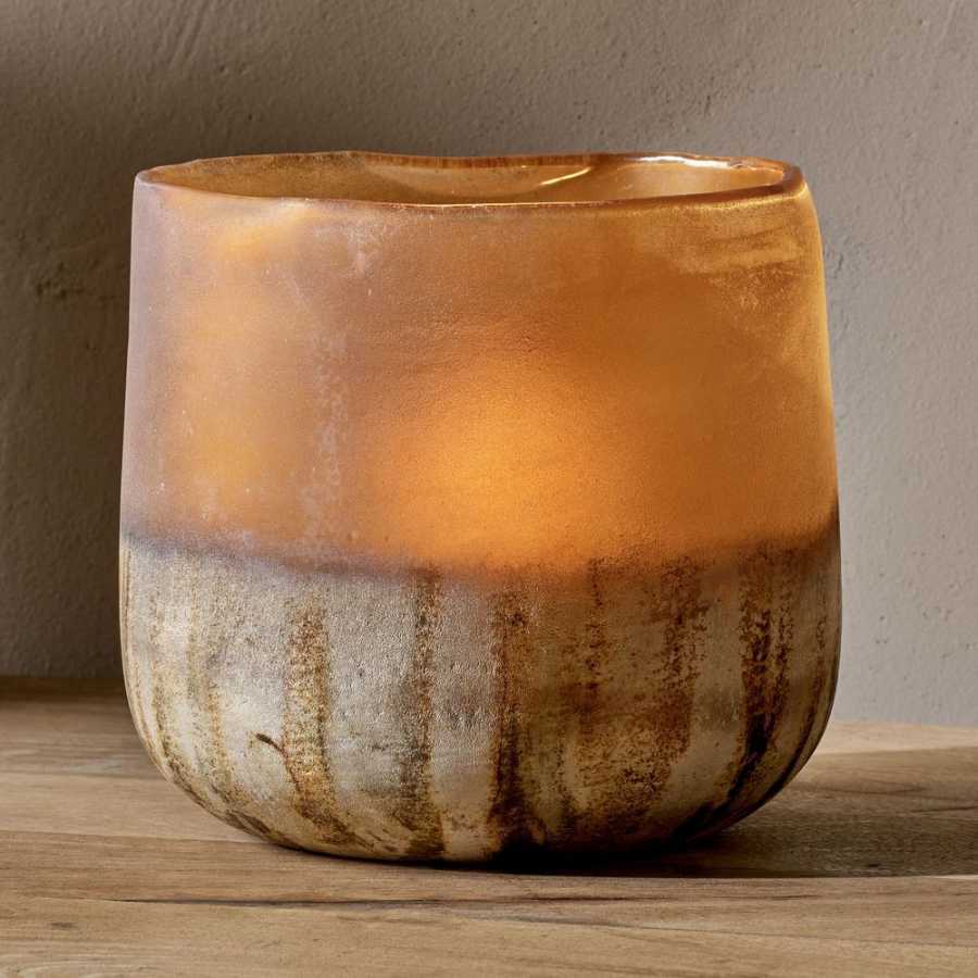 Nkuku Ngolo Tealight Holder - Amber - Large